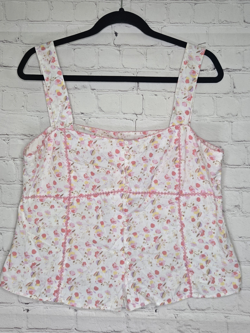 Vtg Y2k St Johns Bay Micro Floral Patchwork Milkmaid Top Cotton L  CottageCore